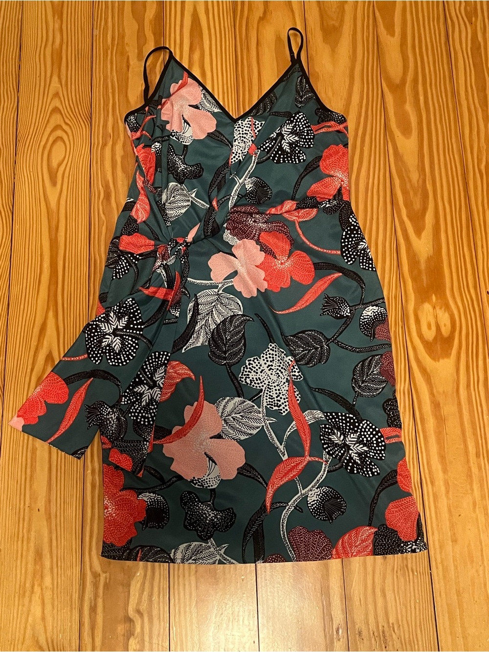 Adelyn Rae Floral Slip Dress in Teal, Coral, Black